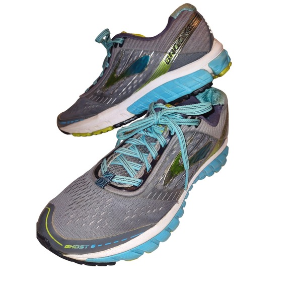 Brooks Ghost 9 Running Shoes Womens Sz 8 Athletic Sneakers Gray Teal 1202251B151 - Picture 2 of 7